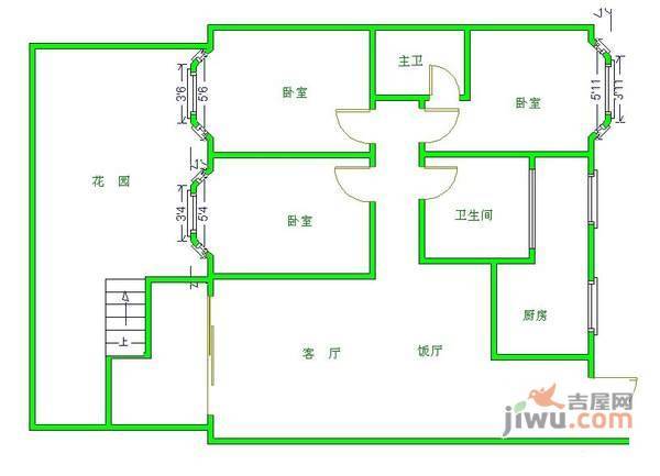 凯丽滨江花园3室2厅2卫150㎡户型图