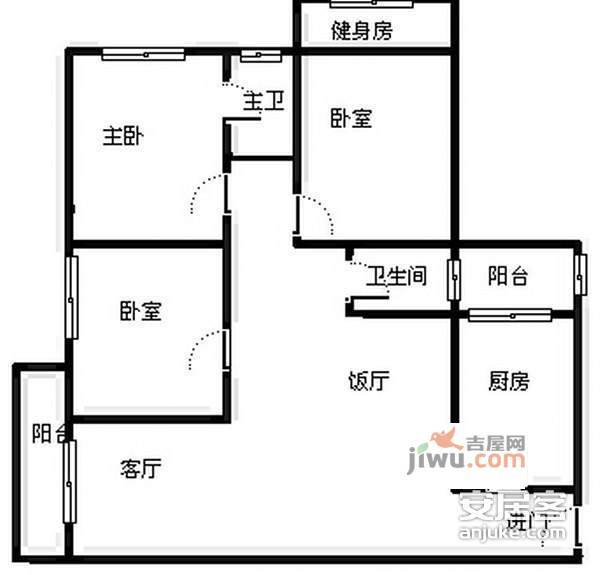 凯丽滨江花园3室2厅2卫150㎡户型图