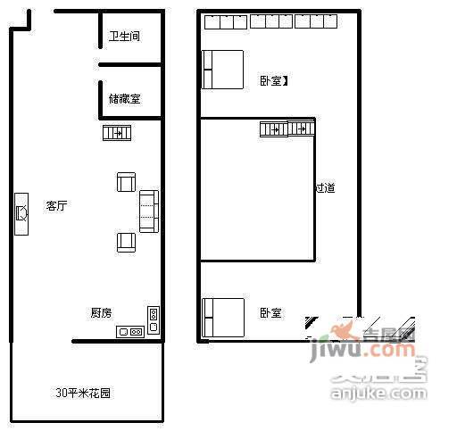 新和名座2室1厅1卫83㎡户型图