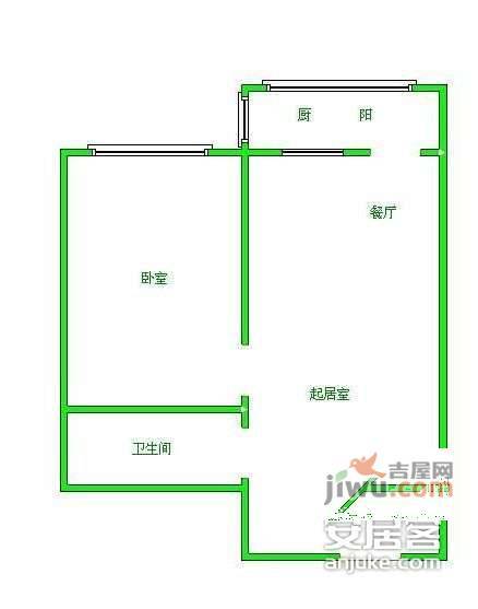 育才晓筑2室1厅1卫75㎡户型图