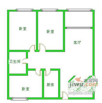 香山苑3室2厅1卫127㎡户型图