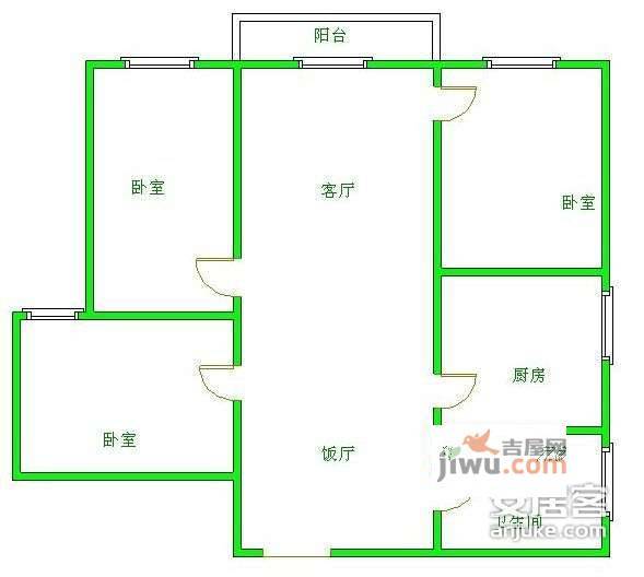 状元府邸3室2厅1卫117㎡户型图