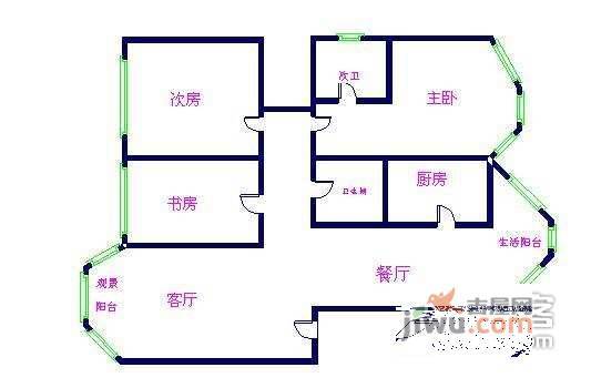 金色池塘3室2厅2卫126㎡户型图