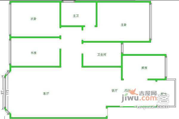 金色池塘3室2厅2卫126㎡户型图