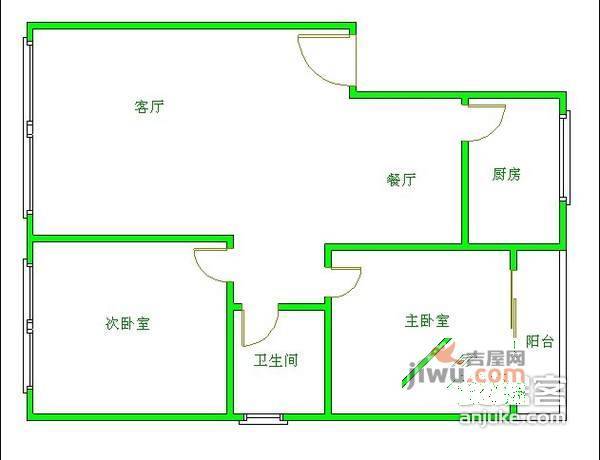 红牌楼广场2室2厅1卫95㎡户型图