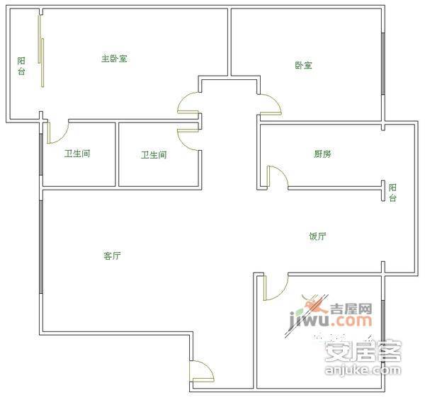 南方花园3室2厅2卫145㎡户型图