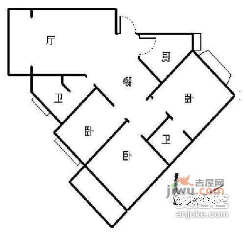 南方花园3室2厅2卫145㎡户型图