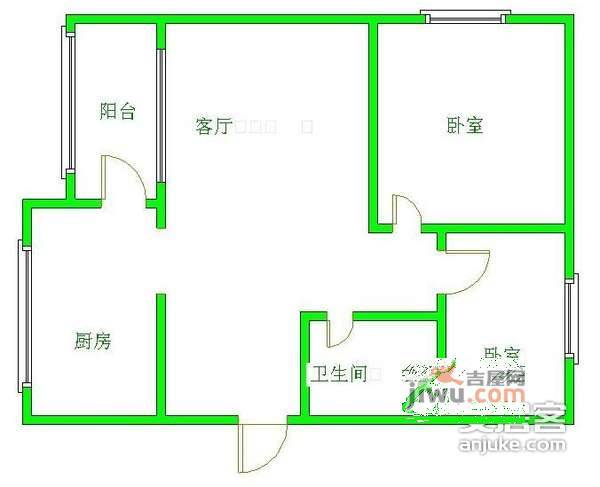 锦红苑2室1厅1卫73㎡户型图