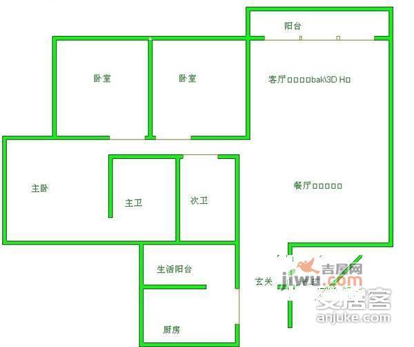 双楠吉家3室2厅2卫户型图