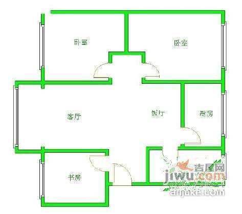 玉林名居3室2厅1卫110㎡户型图