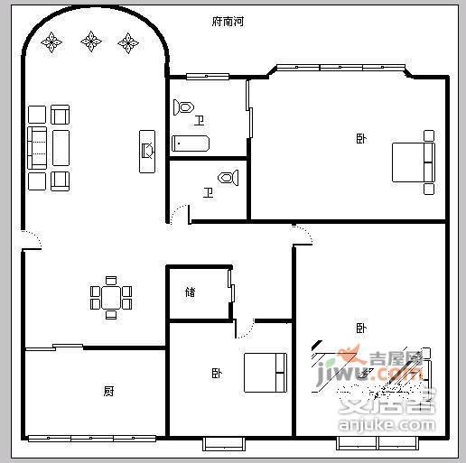 彩虹花园3室2厅2卫246㎡户型图