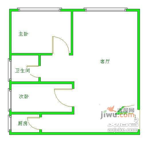 黉门公馆2室2厅1卫110㎡户型图