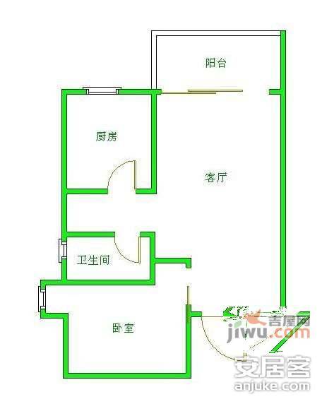 黉门公馆1室1厅1卫63㎡户型图