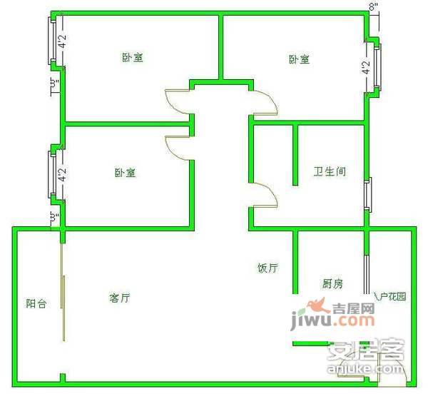 祥域2室2厅2卫86㎡户型图