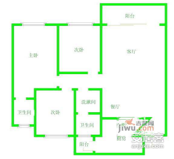 寅生杜鹃花园3室2厅2卫134㎡户型图