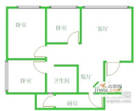 蓝光皇后国际3室2厅1卫89㎡户型图