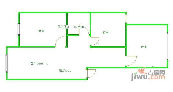 卧龙晓城3室1厅1卫户型图