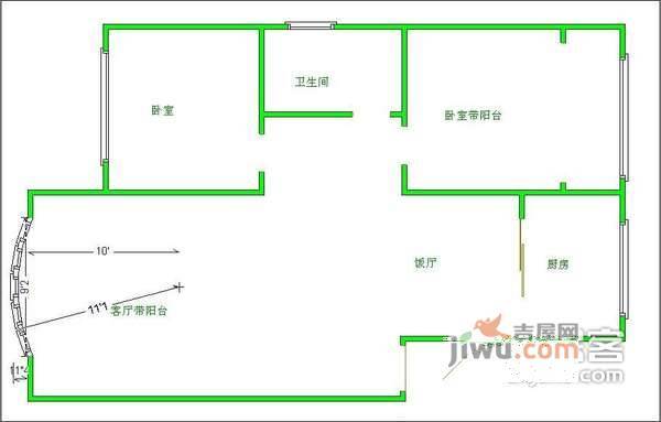 潮蓉花园2室2厅1卫110㎡户型图