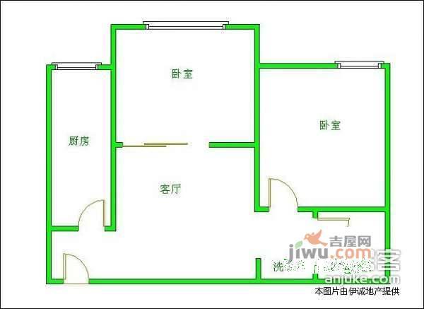 楠庭理想2室1厅1卫65㎡户型图