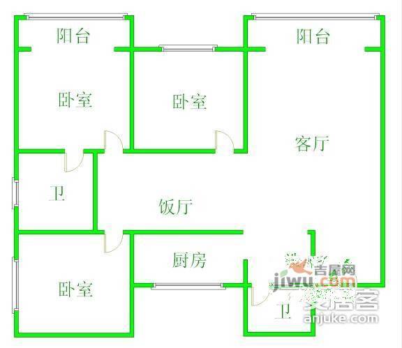 万和苑3室2厅2卫208㎡户型图