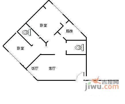 沙子堰西巷小区2室1厅1卫72㎡户型图