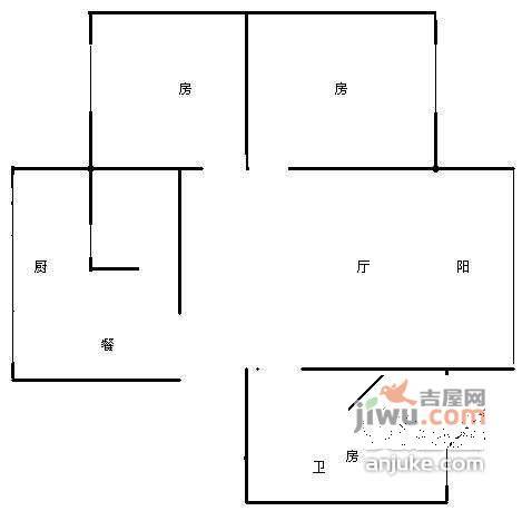 沙子堰西巷小区3室2厅1卫85㎡户型图