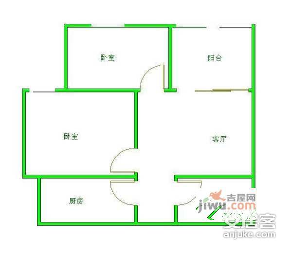 锦江明珠国际公寓2室2厅1卫109㎡户型图