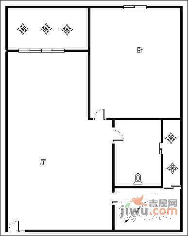 锦江明珠国际公寓1室1厅1卫62㎡户型图