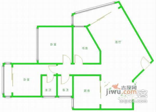 书香门第3室2厅2卫1560㎡户型图