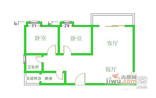 禾嘉利好2室2厅1卫712㎡户型图