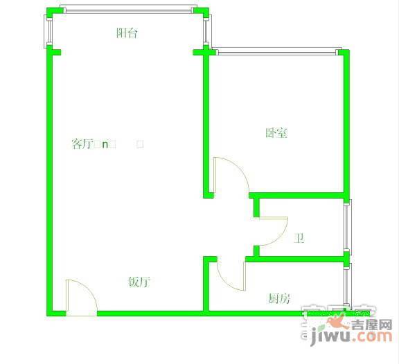 禾嘉利好1室1厅1卫59㎡户型图