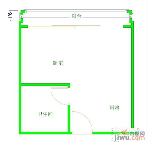 新巢1室1厅2卫62㎡户型图