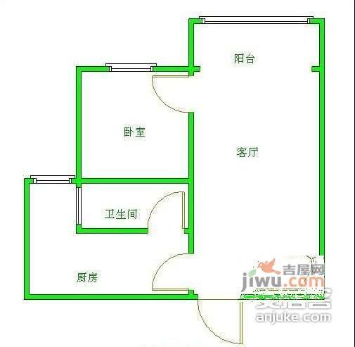 优地A区1室1厅1卫62㎡户型图