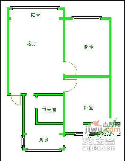 双楠三区2室2厅1卫95㎡户型图