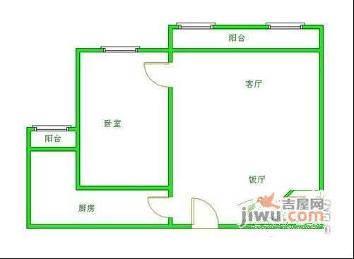 鹭岛国际社区1室1厅1卫63㎡户型图