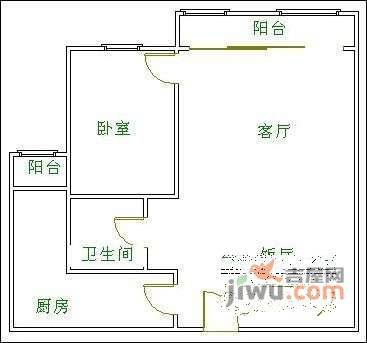 鹭岛国际社区1室1厅1卫63㎡户型图