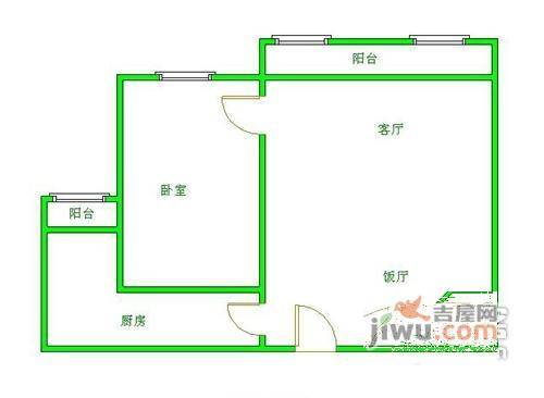 鹭岛国际社区1室1厅1卫63㎡户型图