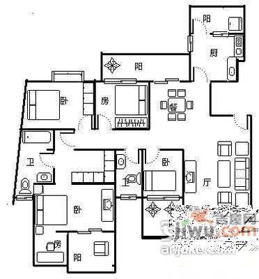 鹭岛国际社区4室2厅2卫256㎡户型图