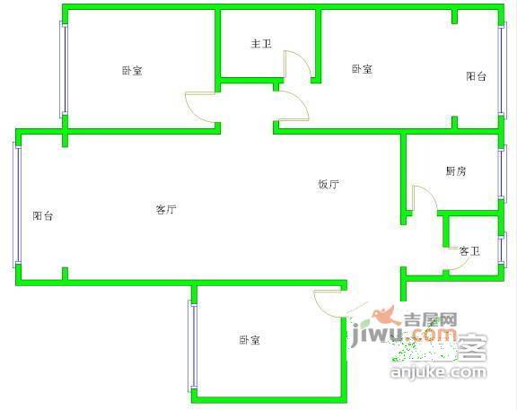 众合华庭3室2厅2卫143㎡户型图