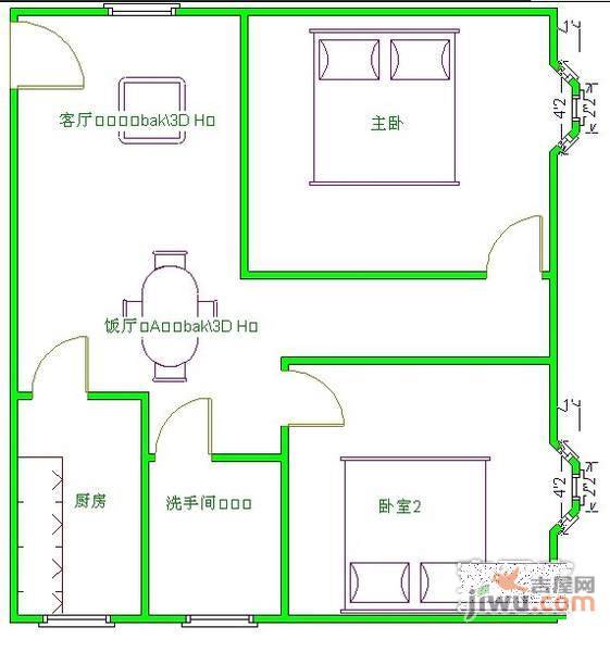 众合华庭2室1厅1卫79㎡户型图