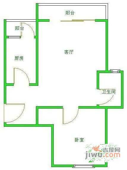 花间兰庭1室2厅1卫64㎡户型图