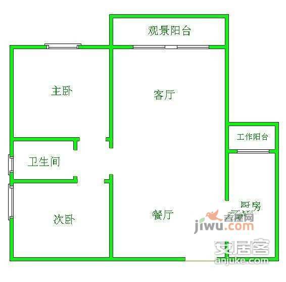 花间兰庭2室2厅1卫85㎡户型图