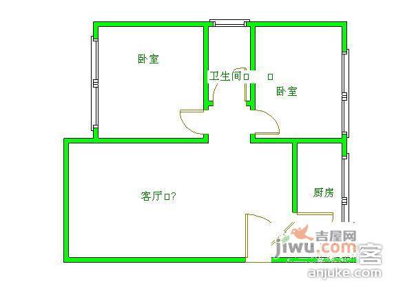 浣花北路小区2室2厅1卫100㎡户型图