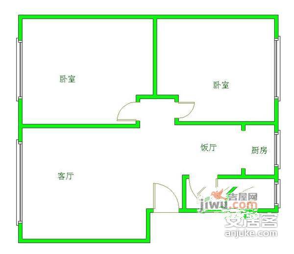 浣花北路小区2室1厅1卫100㎡户型图