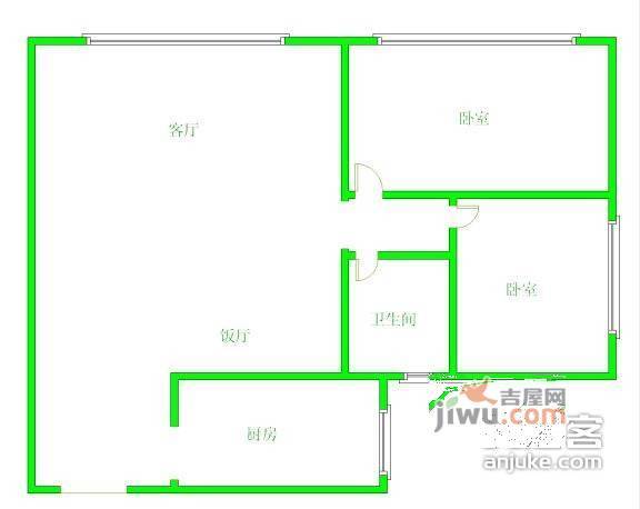 四季香榭2室2厅1卫109㎡户型图