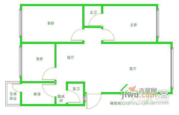 智慧康城3室2厅2卫139㎡户型图