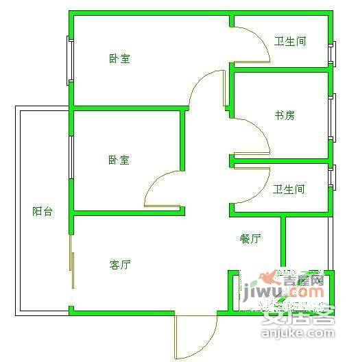 龙华阳光3室2厅2卫129㎡户型图