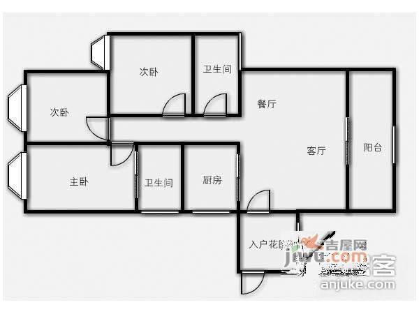 万科加州湾3室2厅2卫138㎡户型图