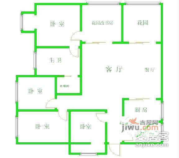 红运花园4室2厅2卫171㎡户型图