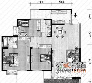 阳曦芙蓉城3室2厅2卫155㎡户型图